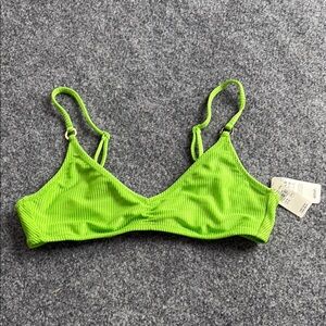 Aerie Vibrant Green Ribbed Scoop Bikini Top - Size Medium